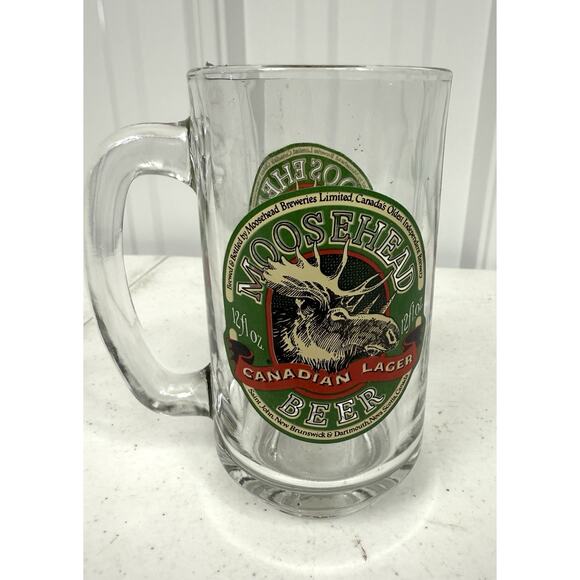 Moosehead Brewery Beer Stein 5 1/2" Glass Handle 1990 Canadian Lager Mug Vtg - Picture 1 of 3